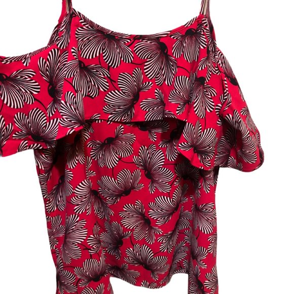 Ann Taylor Red and White Floral Blouse - Picture 3 of 7